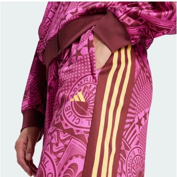 NWT Adidas x Farm Rio Flared Wide Leg Track Pants Lucid Fuchsia  Womens Size XL - Picture 4 of 6